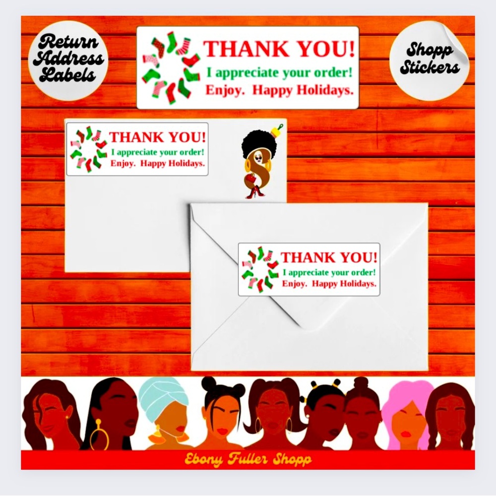 90 Christmas stockings return address labels custom stickers.  Sticker labels